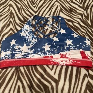 Patriotic Star Print Sports Bra • CVG • LIKE NEW CONDITION